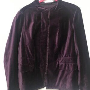 Coldwater Creek Classic Women Velvet Deep  Purple Lined Button Down Jacket
